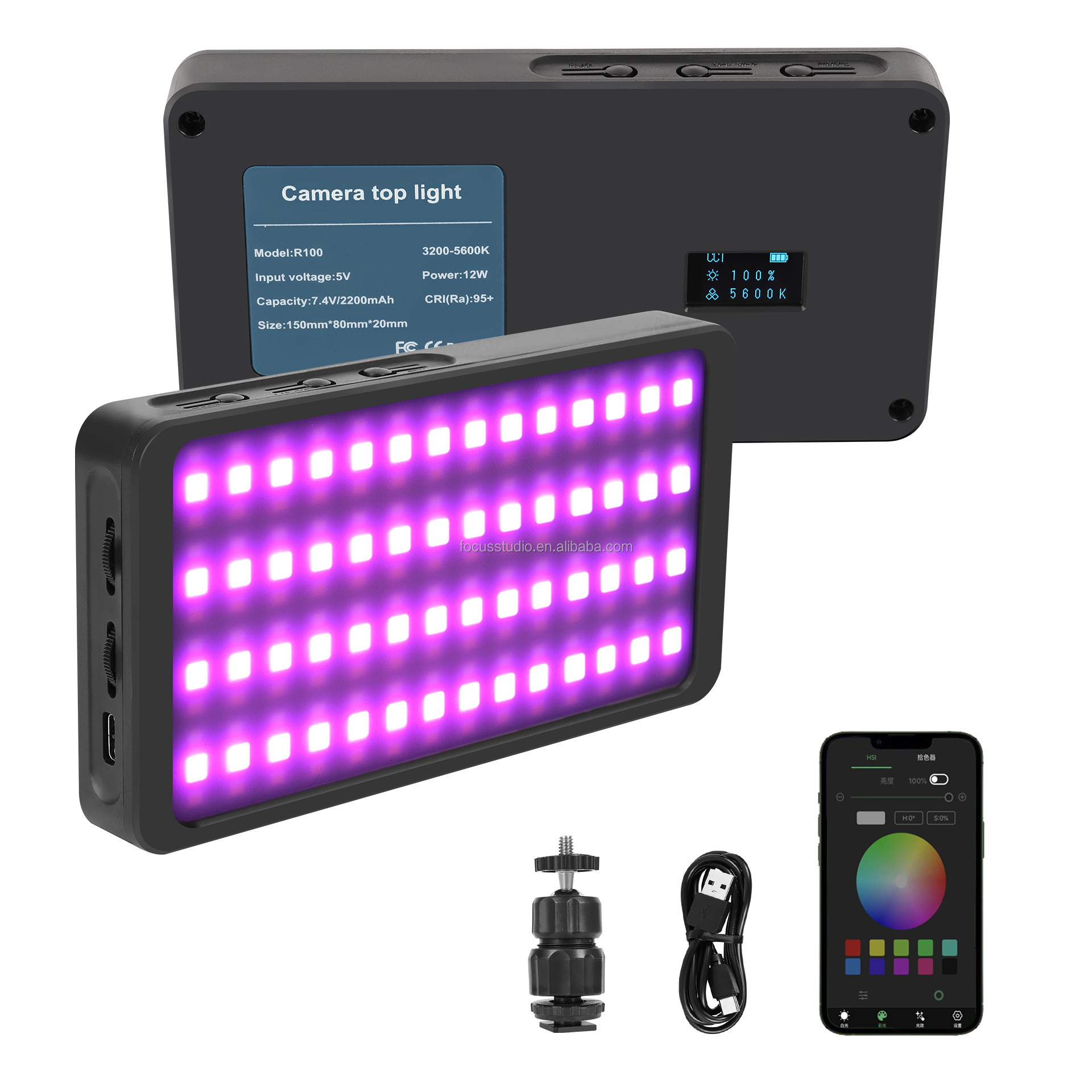 RGB-100 RGB Video Light Portable LED Camera Light Panel Full Color ...